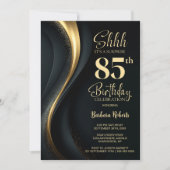 Invitation Black and Gold Surprise 85th Birthday Party (Devant)