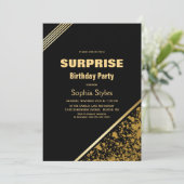 Invitation Black and Gold Surprise Anniversaire (Debout devant)