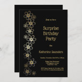 Invitation Black and Gold Surprise Anniversaire (Devant / Derrière)