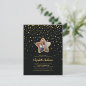 Invitation Black and Gold Sweet 16 Superstar Photo Anniversai (Debout devant)