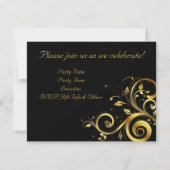 Invitation Black and Gold Swirl, fête d'anniversaire personna (Dos)