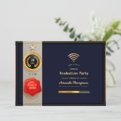 Invitation Black and Gold Virtual Graduation Party (Debout devant)