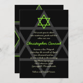 Invitation Black and Green Bar Mitzvah (Devant / Derrière)