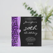 Invitation Black and Lilac Purple Leopard Glam 30e anniversai (Debout devant)