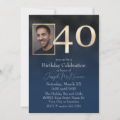 Invitation Black and Navy Blue 40e anniversaire (Devant)