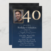 Invitation Black and Navy Blue 40e anniversaire (Devant / Derrière)