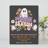 Invitation Black and Orange Éffrayant fantôme Halloween Invit (Debout devant)