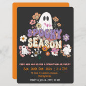 Invitation Black and Orange Éffrayant fantôme Halloween Invit (Devant / Derrière)