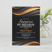 Invitation Black and Orange Surprise 18th Birthday Party (Debout devant)