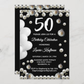 Invitation Black and Pearl 50th Birthday Celebration (Devant / Derrière)