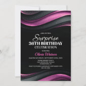 Invitation Black and Pink Any Age Surprise Birthday (Devant)