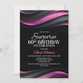Invitation Black and Pink Surprise 60th Birthday Party (Devant)