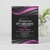 Invitation Black and Pink Surprise 95th Birthday Party (Debout devant)