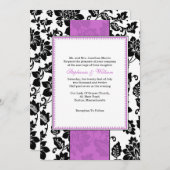 Invitation Black and Purple Damask Wedding Invite (Devant / Derrière)