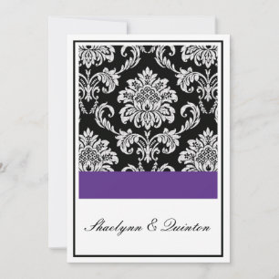 Invitation Black and Purple Damask Wedding Invite