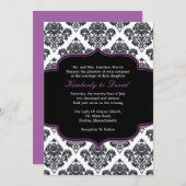 Invitation Black and Purple Damask Wedding Invite (Devant / Derrière)