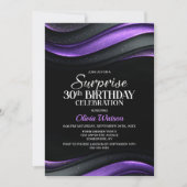 Invitation Black and Purple Surprise 30th Birthday Party (Devant)