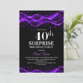 Invitation Black and Purple Surprise 40th Birthday Party (Debout devant)