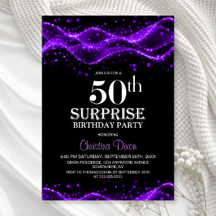 Invitation Black and Purple Surprise 50e anniversaire