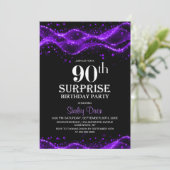 Invitation Black and Purple Surprise 90e anniversaire (Debout devant)