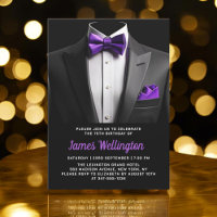 Black and Purple Tuxedo Birthday Event