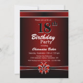 Invitation Black and Red 18th Birthday Party (Devant)