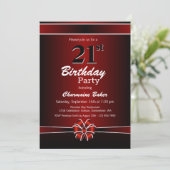 Invitation Black and Red 21st Birthday Party (Debout devant)