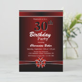 Invitation Black and Red 30th Birthday Party (Debout devant)