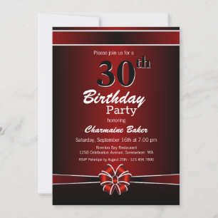Invitation Black and Red 30th Birthday Party