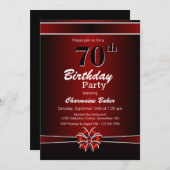 Invitation Black and Red 70th Birthday Party (Devant / Derrière)