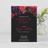 Invitation Black and Red Gothic Floral Dark Engagement Party (Debout devant)