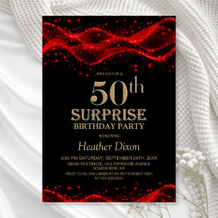 Invitation Black and Red Surprise 50th Birthday Party