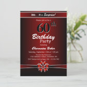 Invitation Black and Red Surprise 60th Birthday Party (Debout devant)