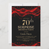 Invitation Black and Red Surprise 70th Birthday Party (Devant)