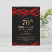 Invitation Black and Red Surprise 70th Birthday Party (Debout devant)