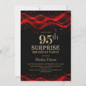 Invitation Black and Red Surprise 95th Birthday Party (Devant)