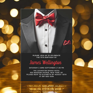 Invitation Black and Red Tuxedo Birthday Event