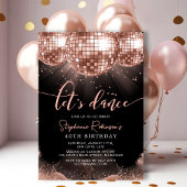Invitation Black and Rose Gold Disco Ball 40e fête d'annivers