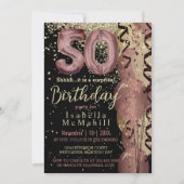 Invitation Black and Rose Gold Parties scintillant 50e annive (Devant)