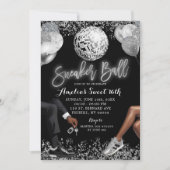 Invitation Black and Silver Disco Sneaker Ball Birthday (Devant)