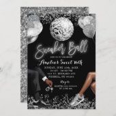 Invitation Black and Silver Disco Sneaker Ball Birthday (Devant / Derrière)