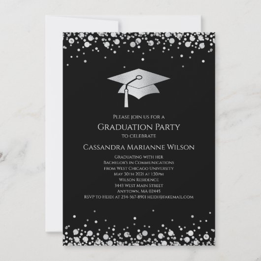 Invitation Black and Silver Graduation (Devant)