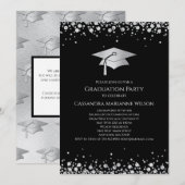 Invitation Black and Silver Graduation (Devant / Derrière)