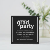 Invitation Black and Silver Grey Moderne de base Grad Party (Debout devant)