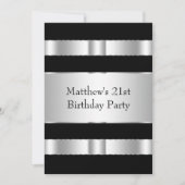 Invitation Black and Silver Mans 21e fête d'anniversaire (Devant)