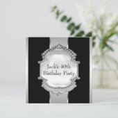 Invitation Black and Silver Mans fête d'anniversaire (Debout devant)