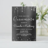 Invitation Black and Silver Modern Quinceanera Party (Debout devant)