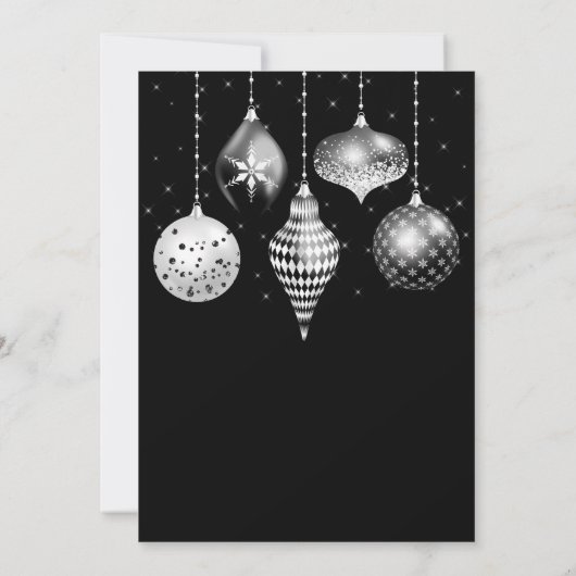 Invitation Black and Silver Ornament Exchange Party (Dos)