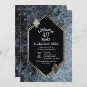 Invitation Black and Silver Surprise 40e anniversaire (Devant / Derrière)