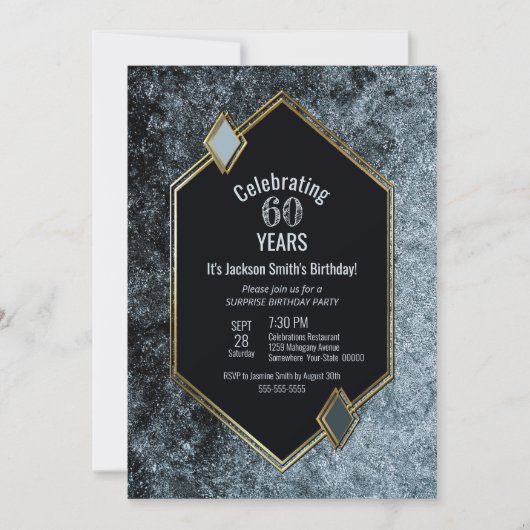 Invitation Black and Silver Surprise 60e anniversaire (Devant)
